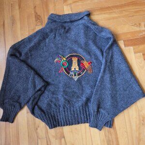Stunning Dark Grey Mohair Scottish Embroidered Cardigan
